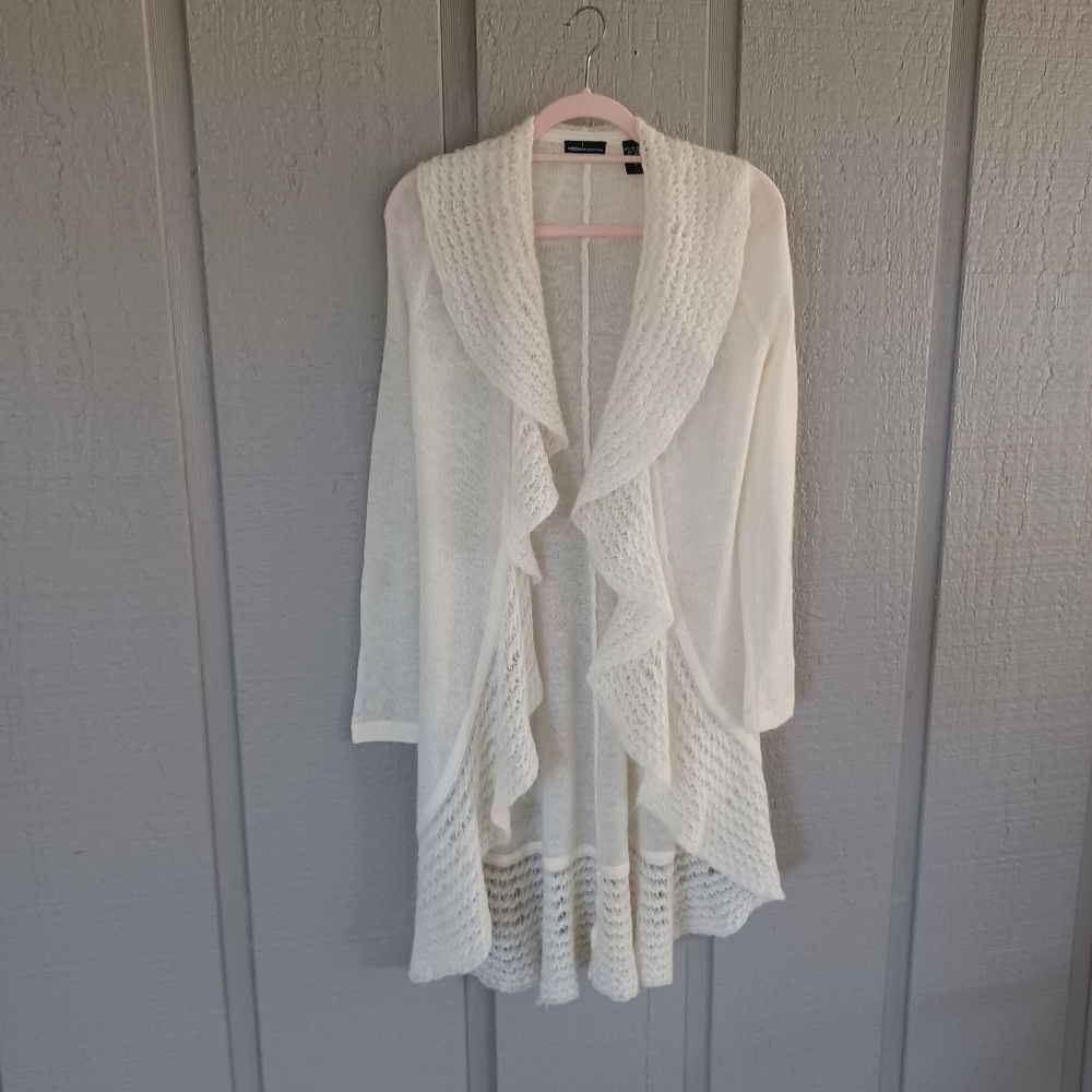 Moda International Long Duster Cardigan Size S Fairy Feminine Kid Mohair Blend